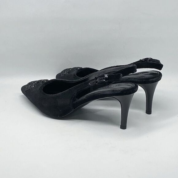 Tory Burch Eleanor Pavé Velvet Slingback Pointed Toe Pump size 6 - Picture 10 of 16